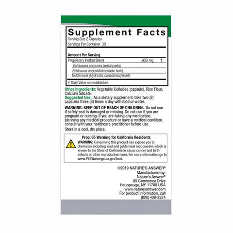 Nature's Answer, Echinacea-Goldenseal, 60 Vcaps