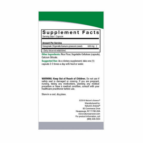 Nature's Answer, Fenugreek Seed, 90 Caps