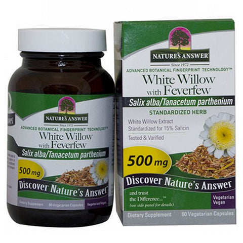 Nature's Answer, White Willow with Feverfew Standardized, 60 Veg Caps