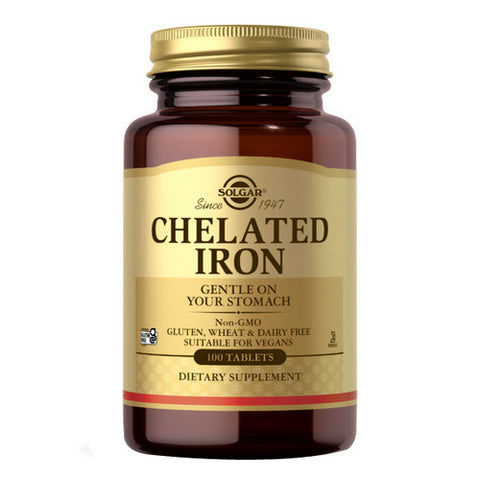 Solgar, Chelated Iron Tablets, 100 Tabs