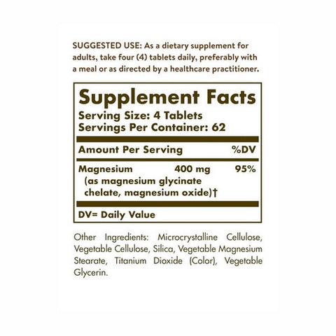 Solgar, Chelated Magnesium Tablets, 250 Tabs
