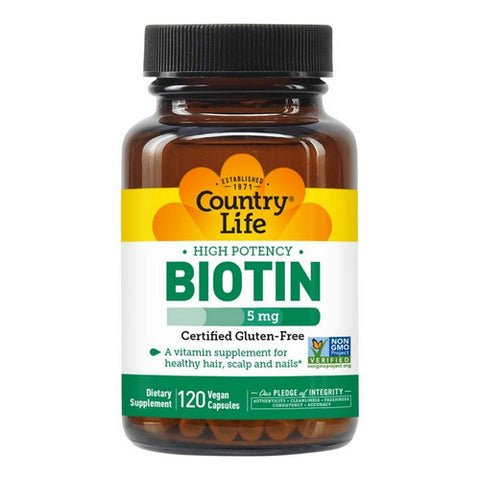 Country Life, Biotin High Potency Vegetarian, 5 MG, 120 Caps