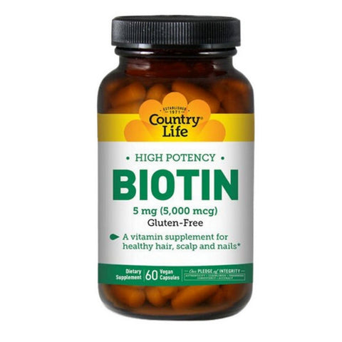 Country Life, Biotin High Potency Vegetarian, 5 MG, 60 Caps