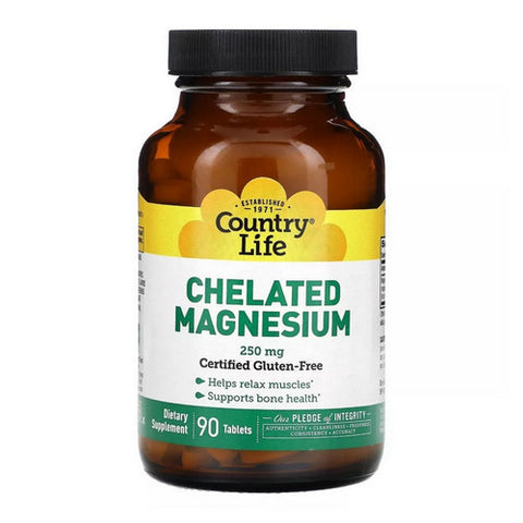Country Life, Chelated Magnesium, 250 MG, 90 Tabs