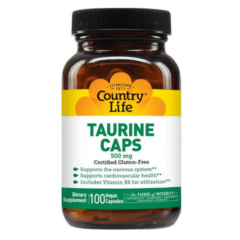 Country Life, Taurine with B-6, 500 MG, 100 Caps