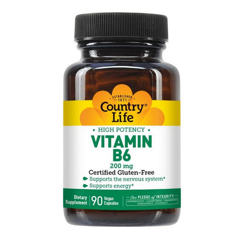 Country Life, Vitamin B-6, 200 MG, 90 Caps