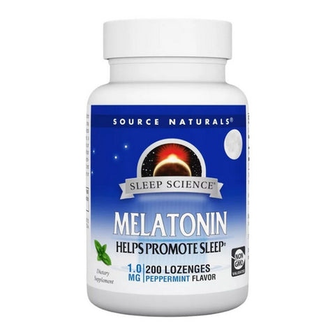 Source Naturals, Melatonin, 1 mg, Sublingual Peppermint 200 Tabs
