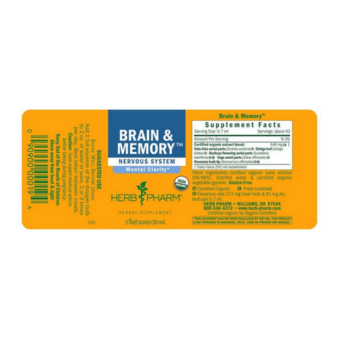 Herb Pharm, Brain & Memory Tonic, 1 oz
