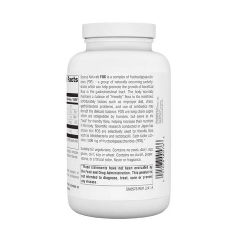Source Naturals, FOS (Fructooligosaccharides), 1000 MG, 200 Tabs