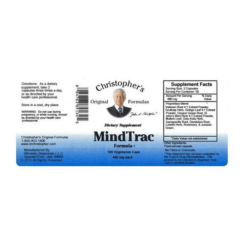 Dr. Christophers Formulas, Mindtrac, 100 Vegicaps