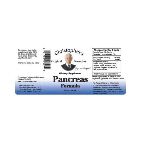 Dr. Christophers Formulas, Pancreas Formula Extract, 2 oz