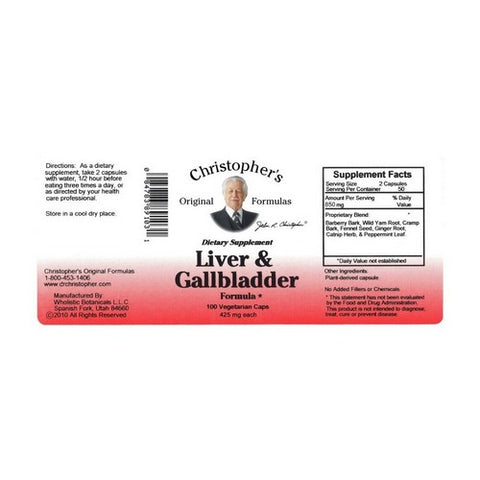 Dr. Christophers Formulas, Liver & Gall Bladder Formula, 100 Vegicaps