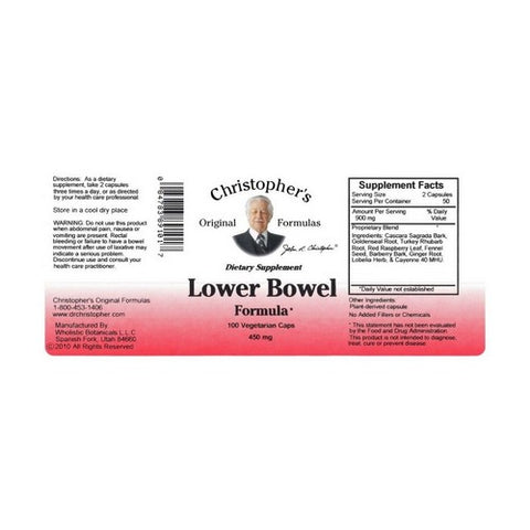 Dr. Christophers Formulas, Lower Bowel Formula, 100 Vegicaps