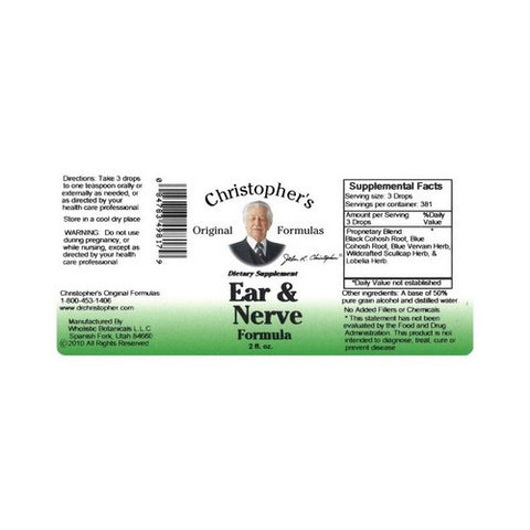 Dr. Christophers Formulas, Ear and Nerve Extract, 2 oz