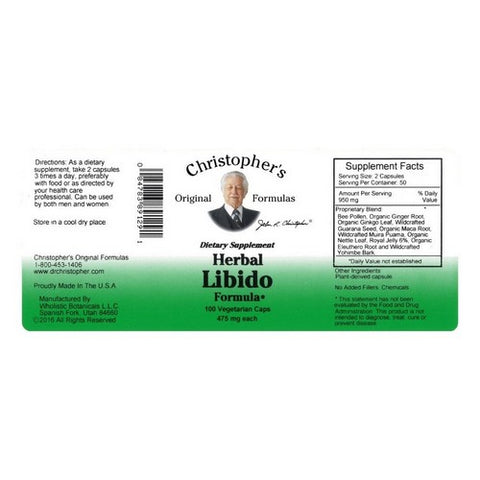 Dr. Christophers Formulas, Herbal Libido, 100 Vegicaps