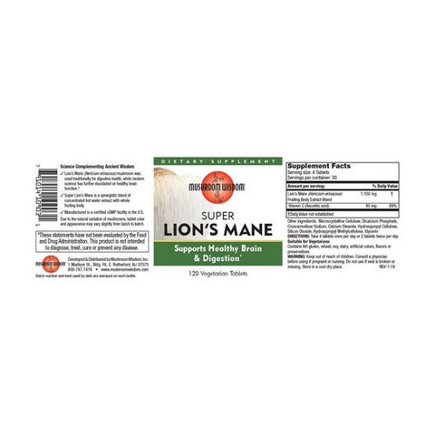 Maitake Mushroom Wisdom, Super Lion's Mane, 120 Veg Tabs