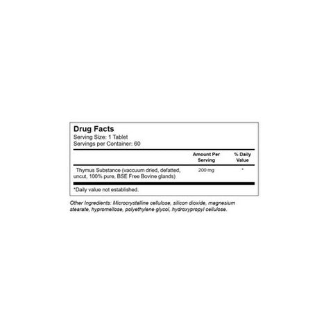 Ultra Glandulars, RAW THYMUS, 200 mg, Tb 60