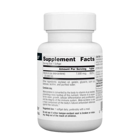 Source Naturals, Beta Carotene, 25000 IU, 100 Softgel