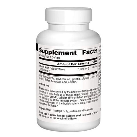 Source Naturals, Beta Carotene, 25000 IU, 100 Softgel