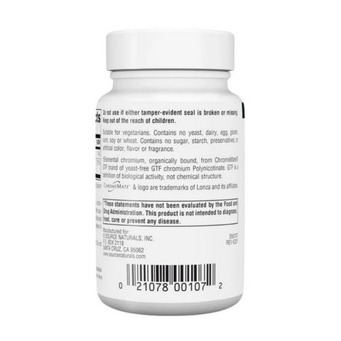 Source Naturals, Chromemate Chromium GTF Yeast Free, 200 Mcg, 240 Tabs