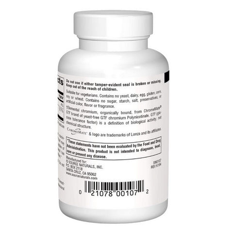 Source Naturals, Chromemate Chromium GTF Yeast Free, 200 MCG, 240 Tabs