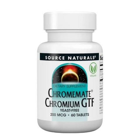 Source Naturals, Chromemate Chromium GTF Yeast Free, 200 Mcg, 60 Tabs
