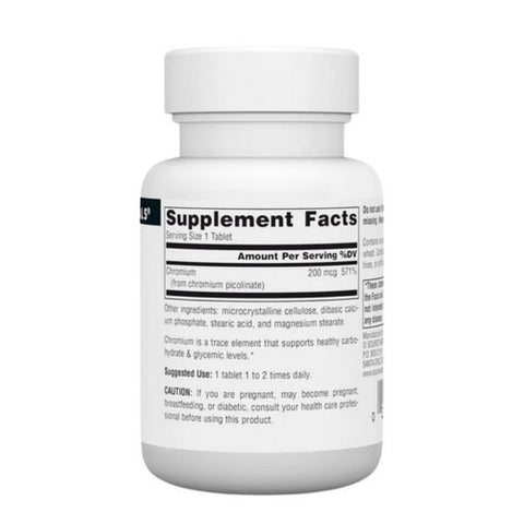 Source Naturals, Chromium Picolinate Yeast Free, 200 Mcg, 60 Tabs