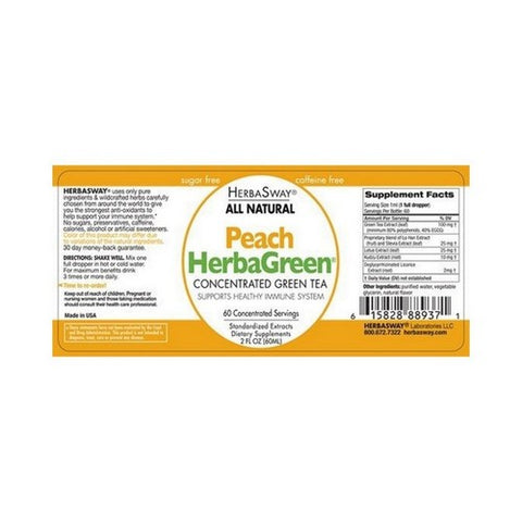 Herbasway, Herbagreen Tea - PEACH, Peach, 2 oz