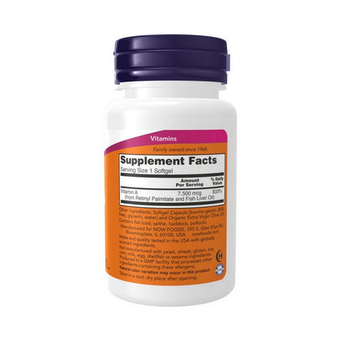 Now Foods, Vitamin A, 25,000 IU, 100 Softgels