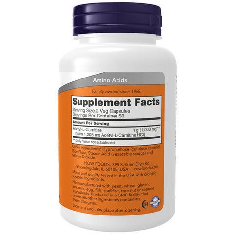 Now Foods, Acetyl-L Carnitine, 500 mg, 100 Caps