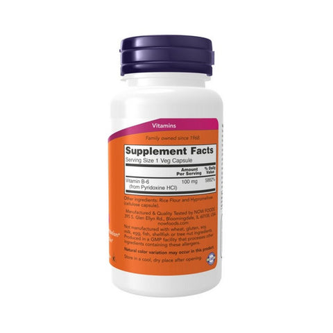 Now Foods, B-6, 100 mg, 100 Caps