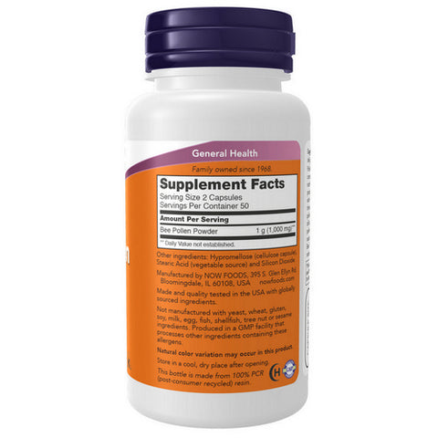 Now Foods, Bee Pollen, 500 mg, 100 Caps