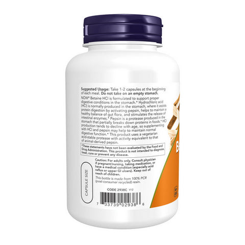 Now Foods, Betaine HCl, 648 mg, 120 Veg Caps