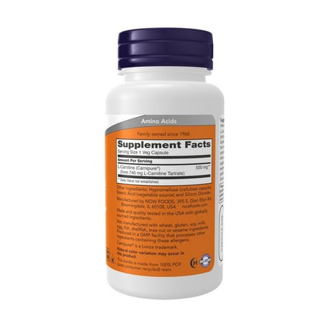 Now Foods, L-Carnitine, 500 mg, 60 Caps