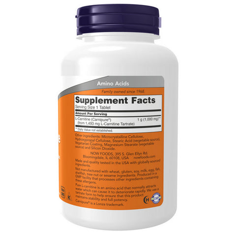 Now Foods, L-Carnitine, 1000 mg, 100 Tabs
