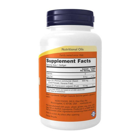 Now Foods, Castor Oil, 650 Mg, 120 Softgels