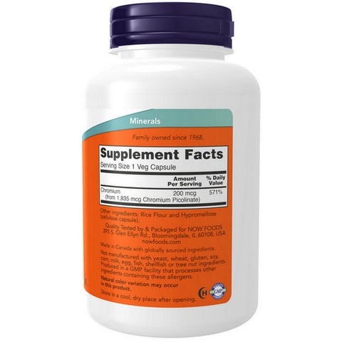 Now Foods, Chromium Picolinate, 200 Mcg, 250 Veg Caps