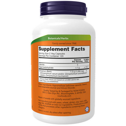 Now Foods, Cinnamon Bark, 600 mg, 240 Caps