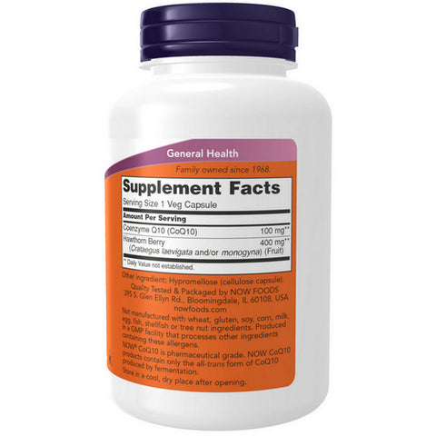 Now Foods, CoQ10 with Hawthorn Berry Vegetarian, 100 mg, 180 Veg Caps