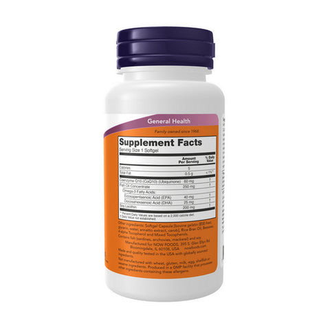 Now Foods, CoQ10 with Omega 3 Fish Oil, 60 mg, 60 Softgels