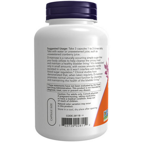 Now Foods, D-Mannose, 500 mg, 120 Veg Caps