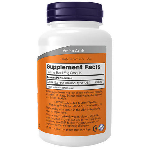 Now Foods, GABA, 750 mg, 100 Vcaps