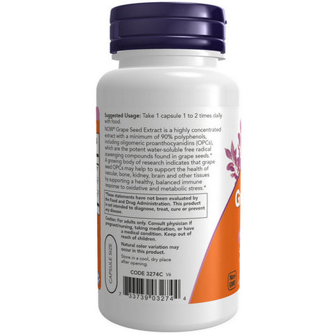 Now Foods, Grape Seed, 250 mg, 90 Vcaps