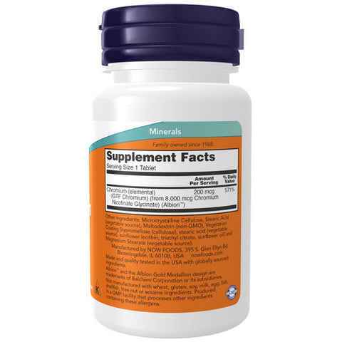 Now Foods, GTF Chromium, 200 mcg, 100 Tabs