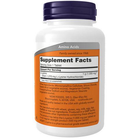 Now Foods, L-Lysine, 1000 mg, 100 Tabs