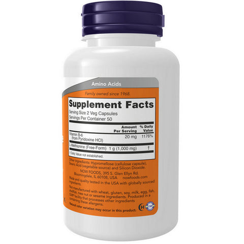 Now Foods, L-Methionine, 500 mg, 100 Caps