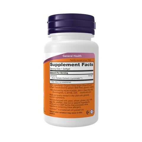 Now Foods, Lycopene, 10 mg, 60 Sgels