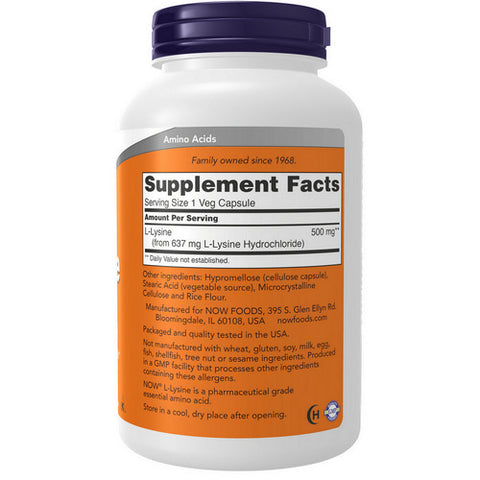 Now Foods, L-Lysine, 500 mg, 250 Caps