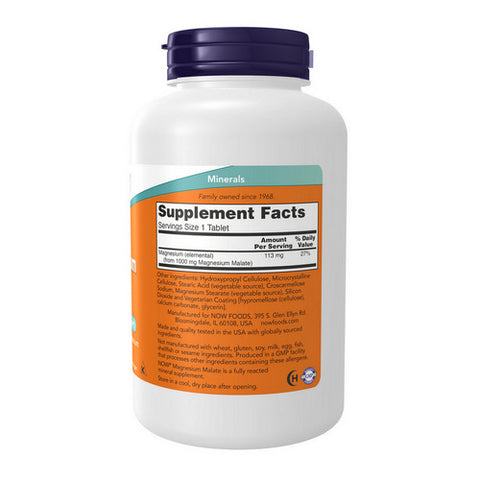 Now Foods, Magnesium Malate, 1000 mg, 180 Tabs