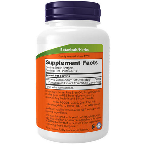 Now Foods, Odorless Garlic Original, 250 Sgels